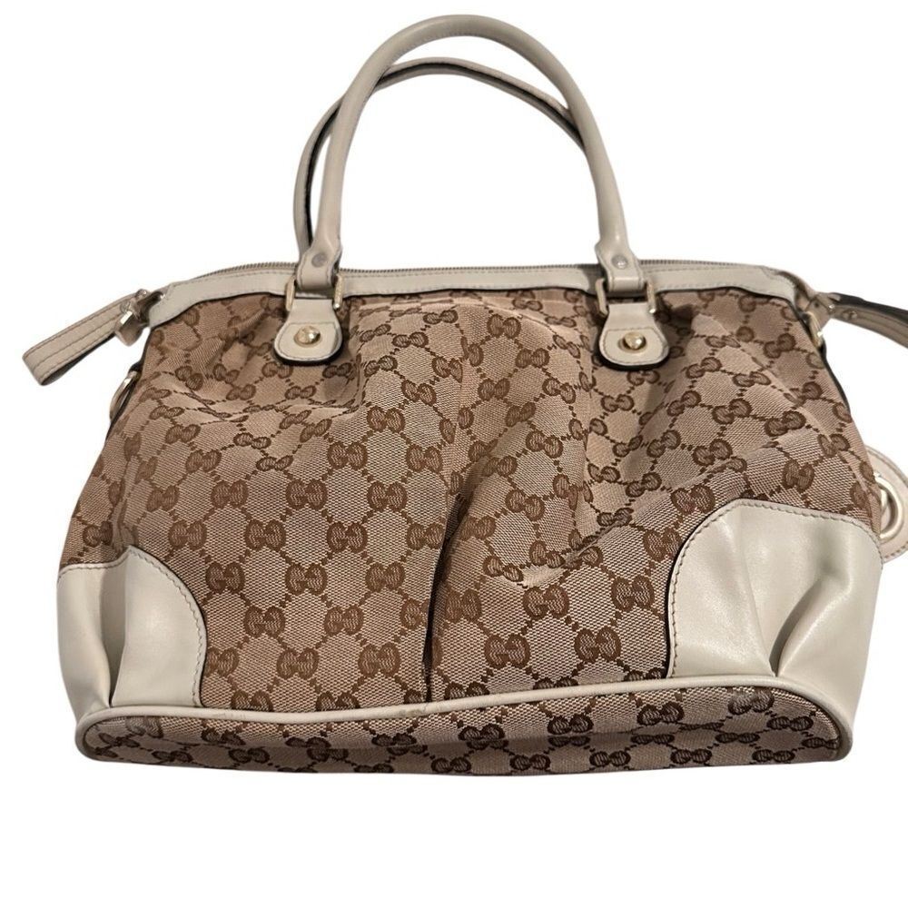 Gucci Brown and Cream Shoulder Bag with Monogram Pattern - Picture 8 of 15